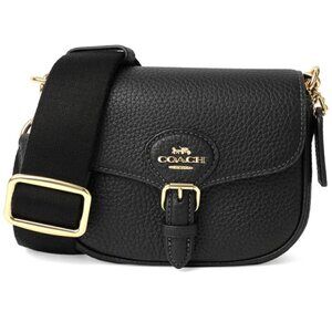 Coach Amelia Black/Gold Medium Saddle Bag NWT